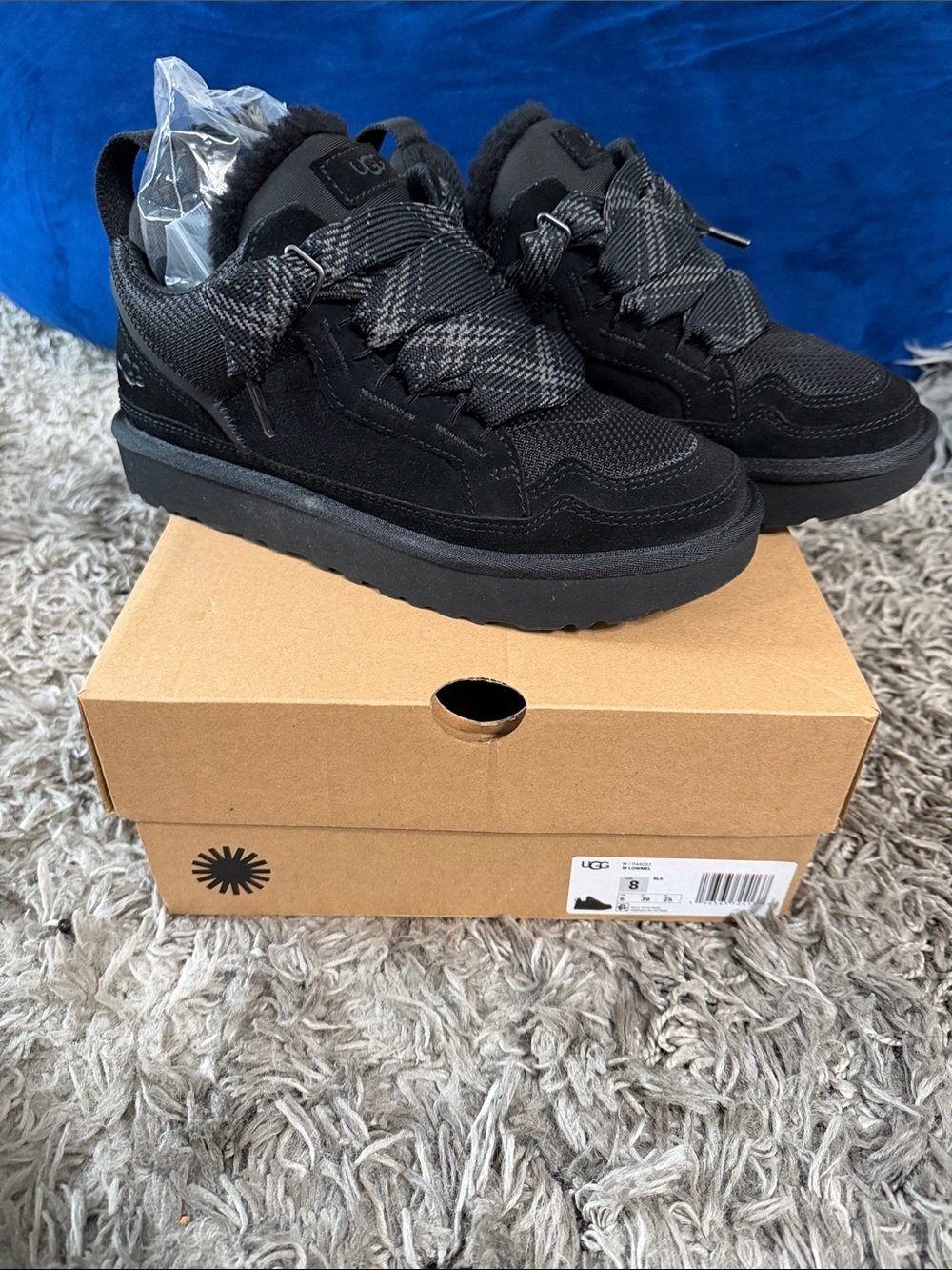 UGG Black Suede & Textile Lace-Up Sneakers